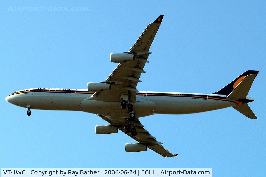 VT-JWC, 2005 Airbus A340-313E C/N 651, Airbus A340-313E [651] (Jet Airways) Home~G 24/06/2006