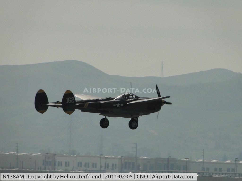 N138AM, 1943 Lockheed P-38J Lightning C/N 44-23314, Taking off westbound from runway 26R