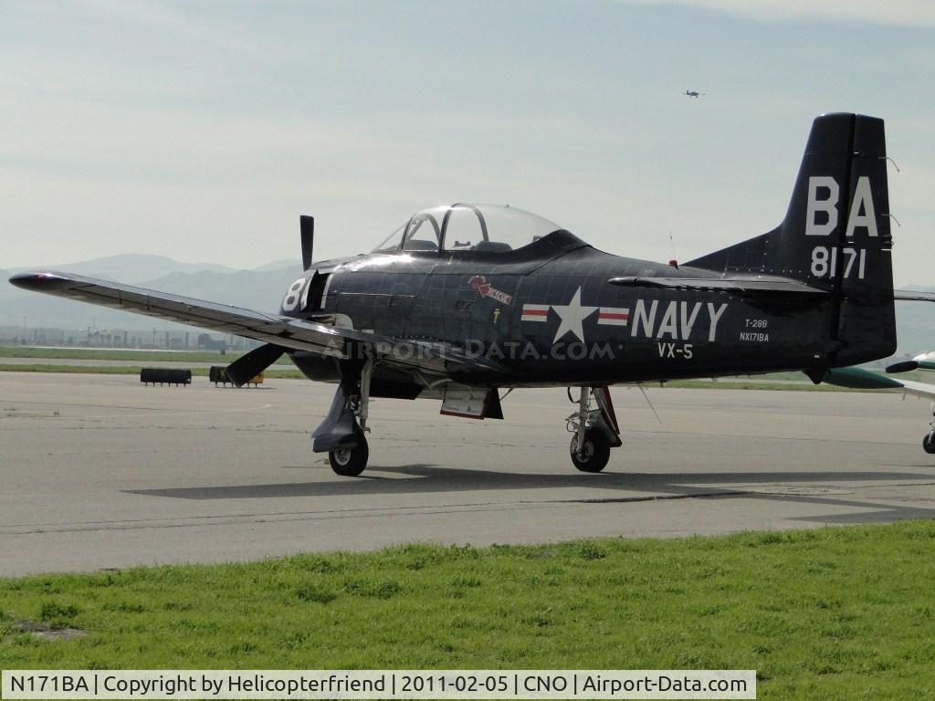 N171BA, 1954 North American T-28B Trojan C/N 200-242 (138171), Parked in the area north of runway 26R and west of the Tower