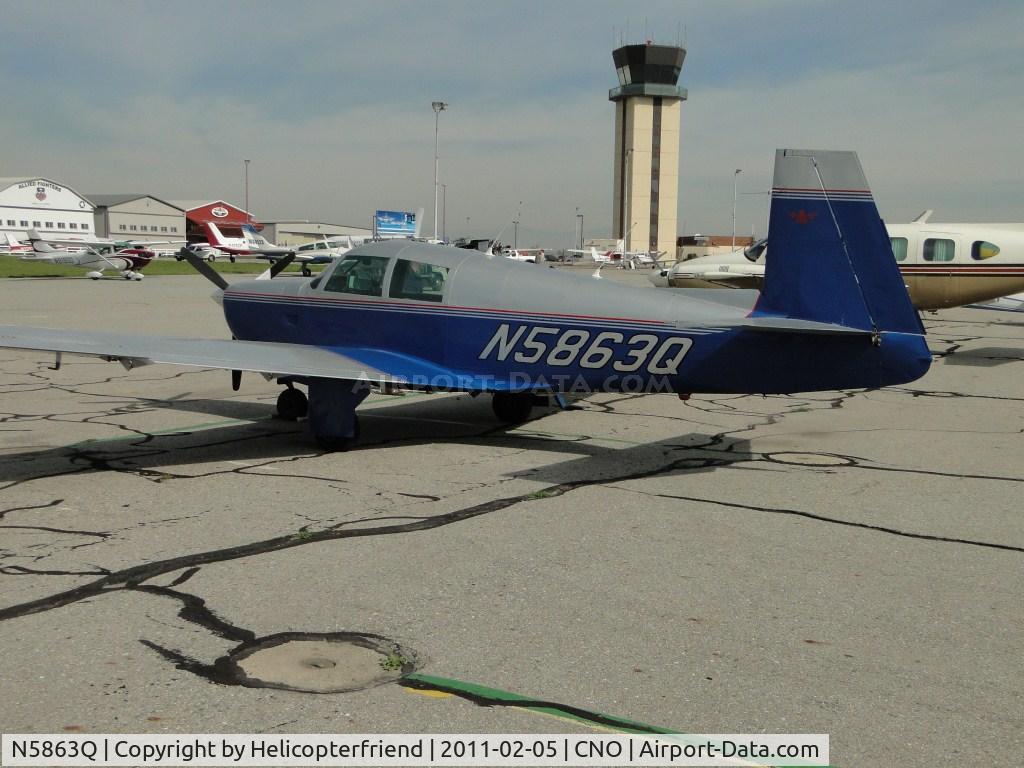 N5863Q, 1965 Mooney M20E C/N 796, Parked in the area north of runway 26R and west of the Tower