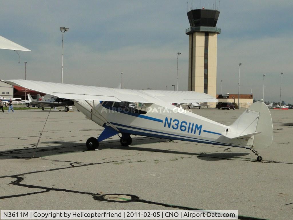 N3611M, 1947 Piper PA-12 Super Cruiser C/N 12-2543, Parked in the area north of runway 26R and west of the Tower