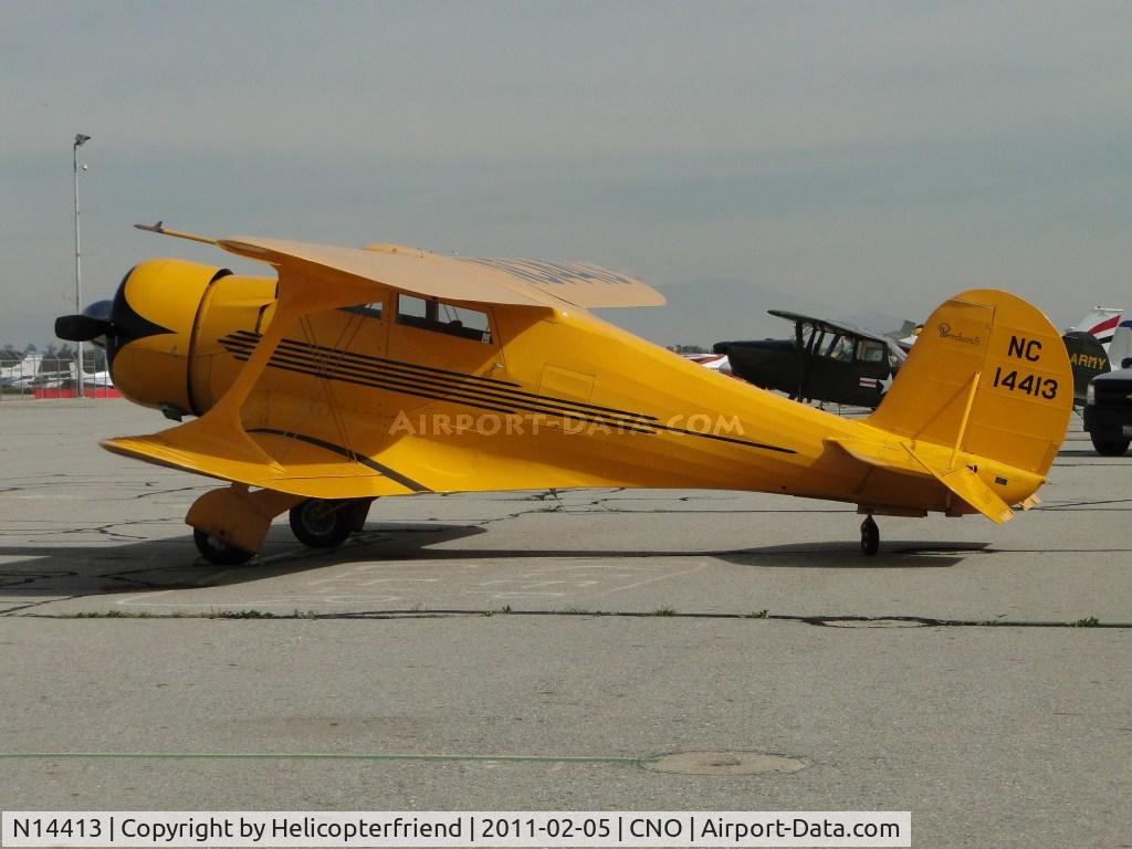 N14413, 1935 Beech B17R Staggerwing C/N 38, Parked in the area north of runway 26R and west of the Tower