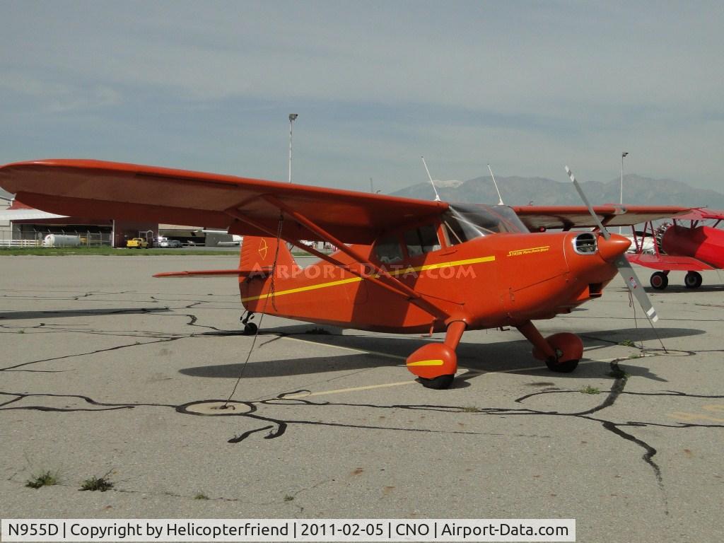 N955D, 1947 Universal Stinson 108-2 C/N 108-2955, Parked in the area north of runway 26R and west of the Tower