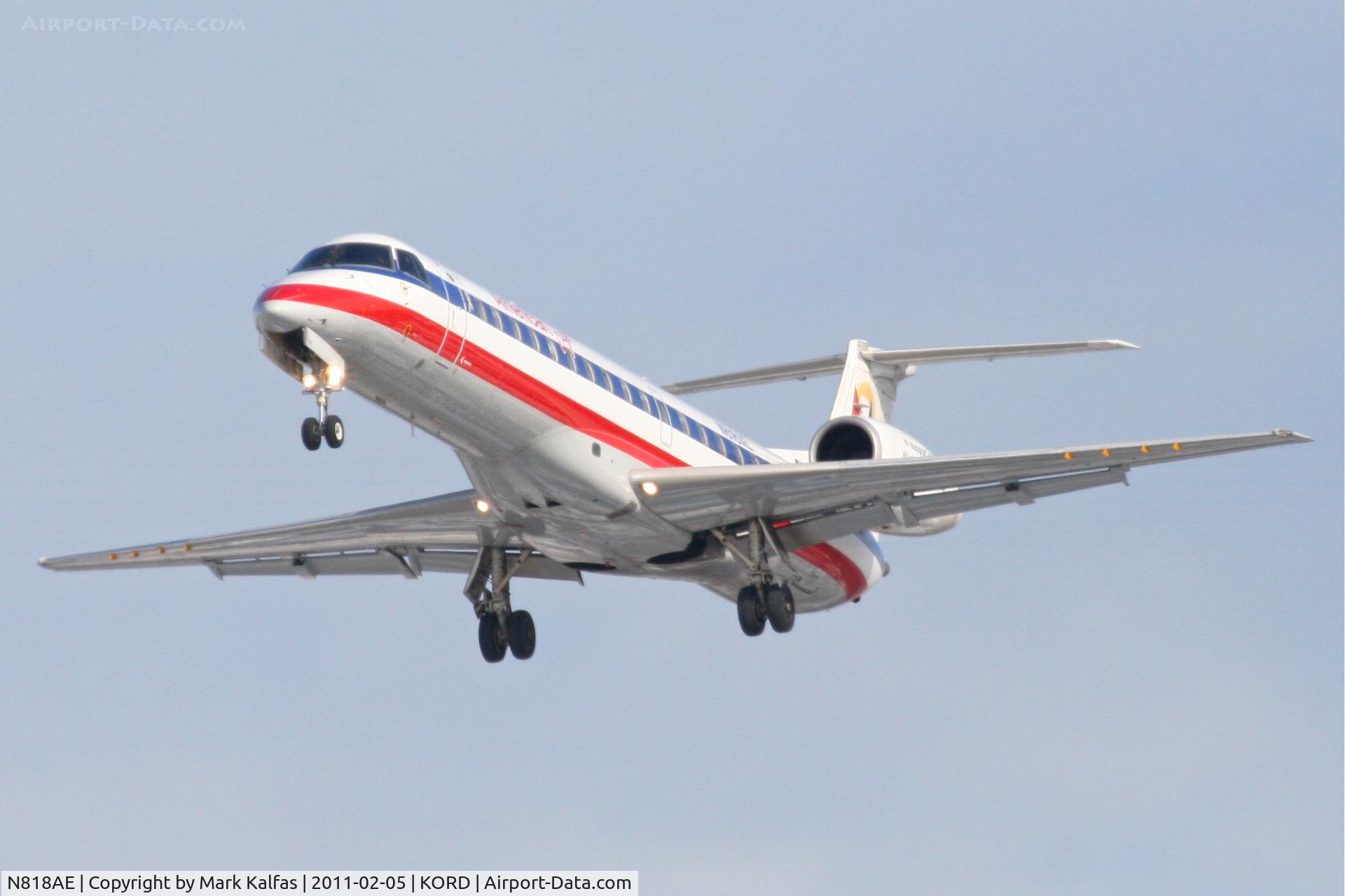 N818AE, 2002 Embraer ERJ-140LR (EMB-135KL) C/N 145561, American Eagle EMB-135KL, EGF4227, arriving from KDSM, RWY 28 approach KORD.