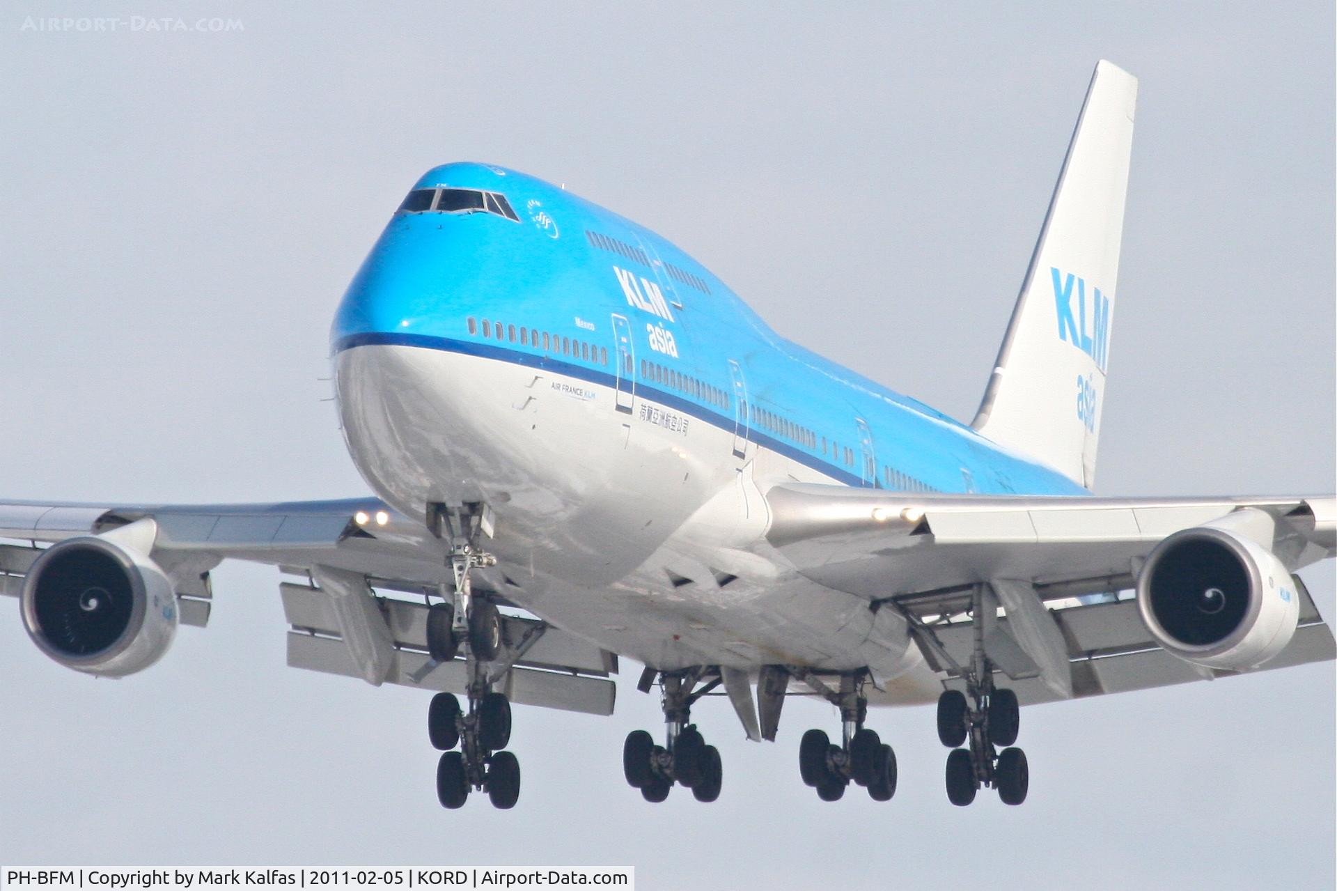 PH-BFM, 1992 Boeing 747-406BC C/N 26373, KLM Boeing 747-406BC, KLM47 arriving from EHAM (Amsterdam Schiphol) RWY 28 approach KORD.