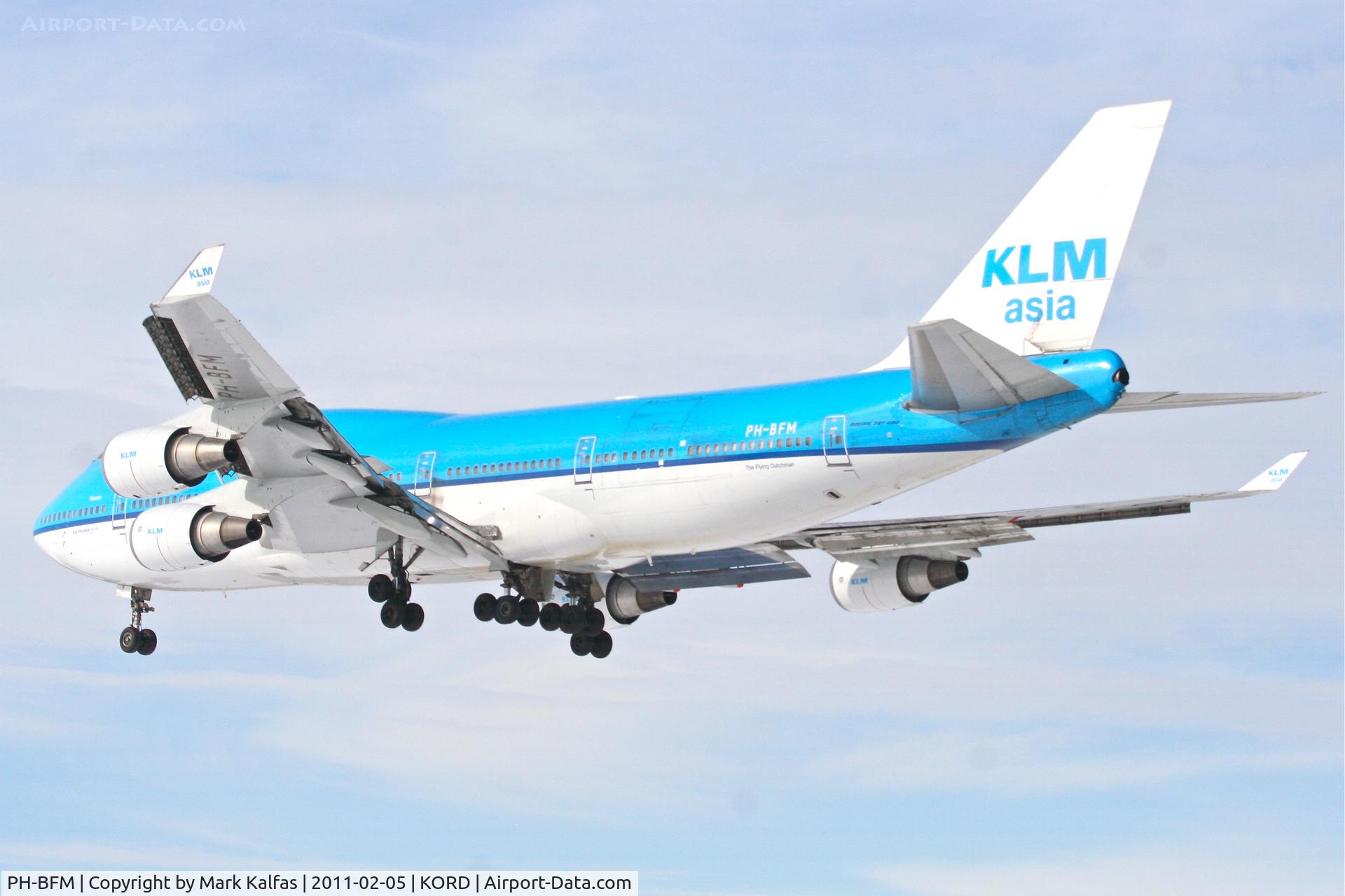 PH-BFM, 1992 Boeing 747-406BC C/N 26373, KLM Boeing 747-406BC, KLM47 arriving from EHAM (Amsterdam Schiphol) RWY 28 approach KORD.