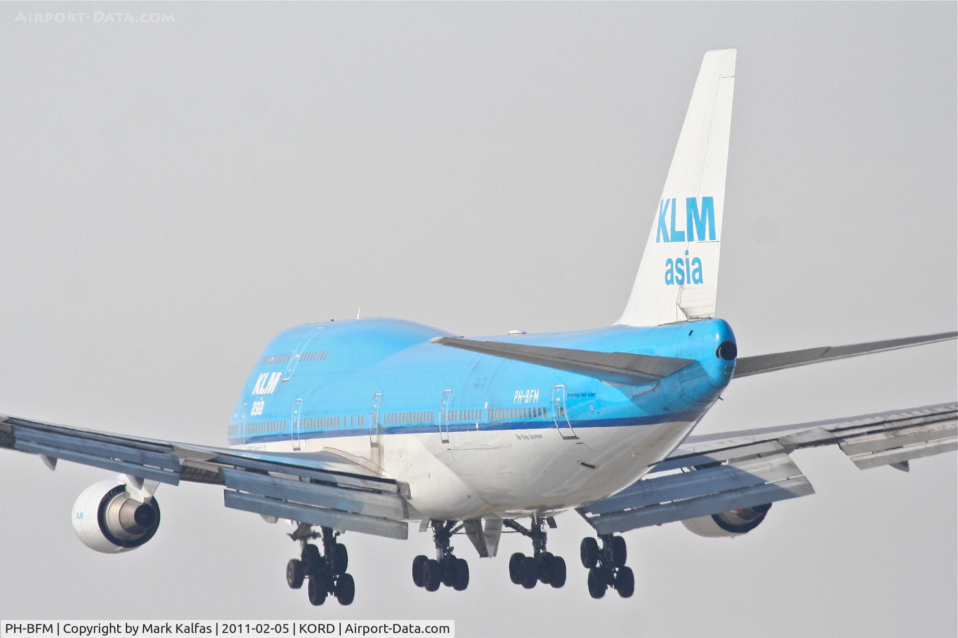 PH-BFM, 1992 Boeing 747-406BC C/N 26373, KLM Boeing 747-406BC, KLM47 arriving from EHAM (Amsterdam Schiphol) RWY 28 approach KORD.