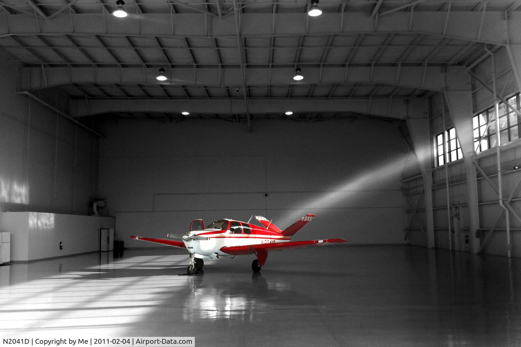 N2041D, 1952 Beech C35 Bonanza Bonanza C/N D-3393, Little plane in corporate hangar