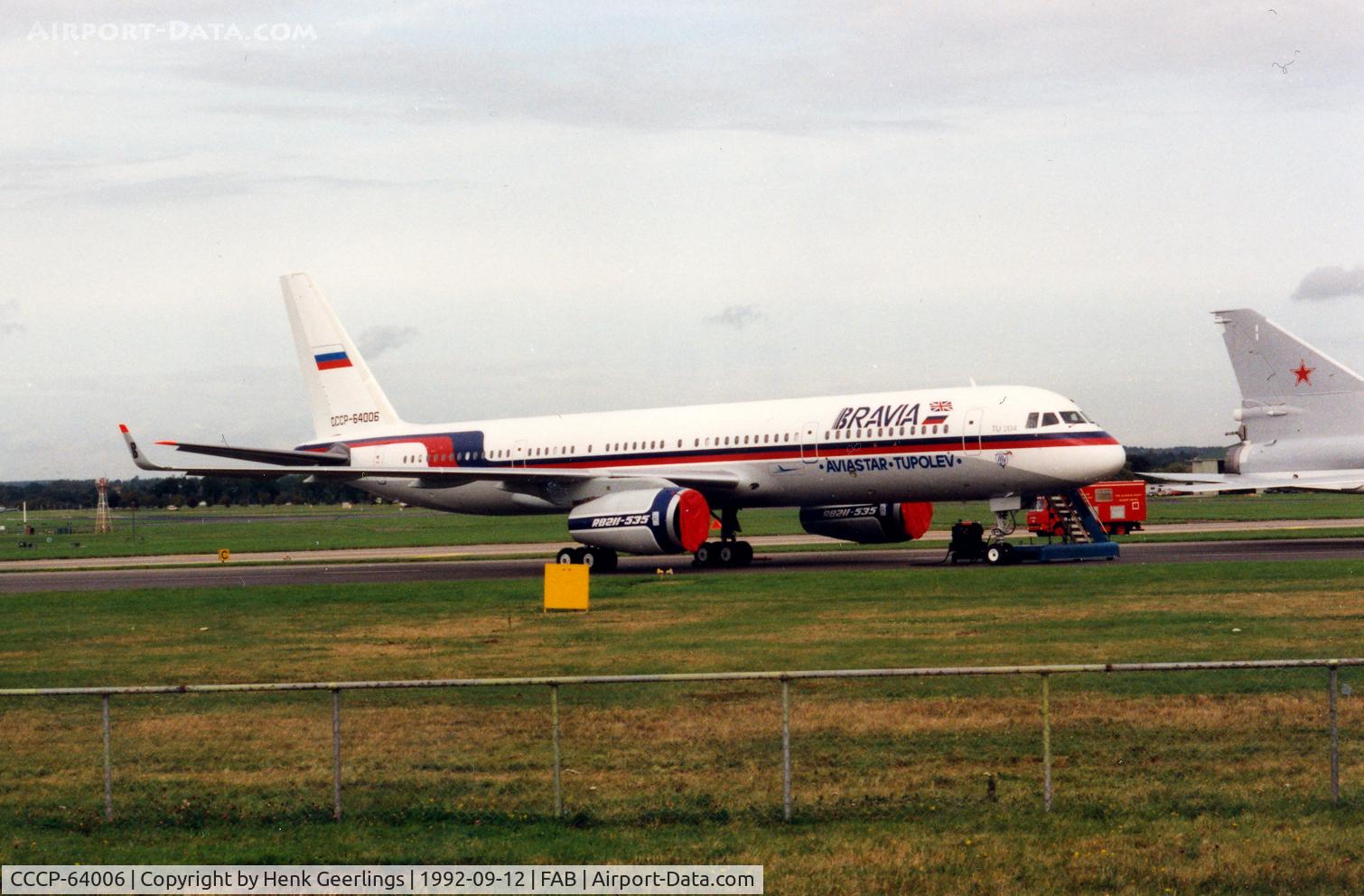CCCP-64006, 1992 Tupolev TU-204-120 C/N 145074-3164006, Bravia  Tupolev Aviastar , Rolls-Royce Engines