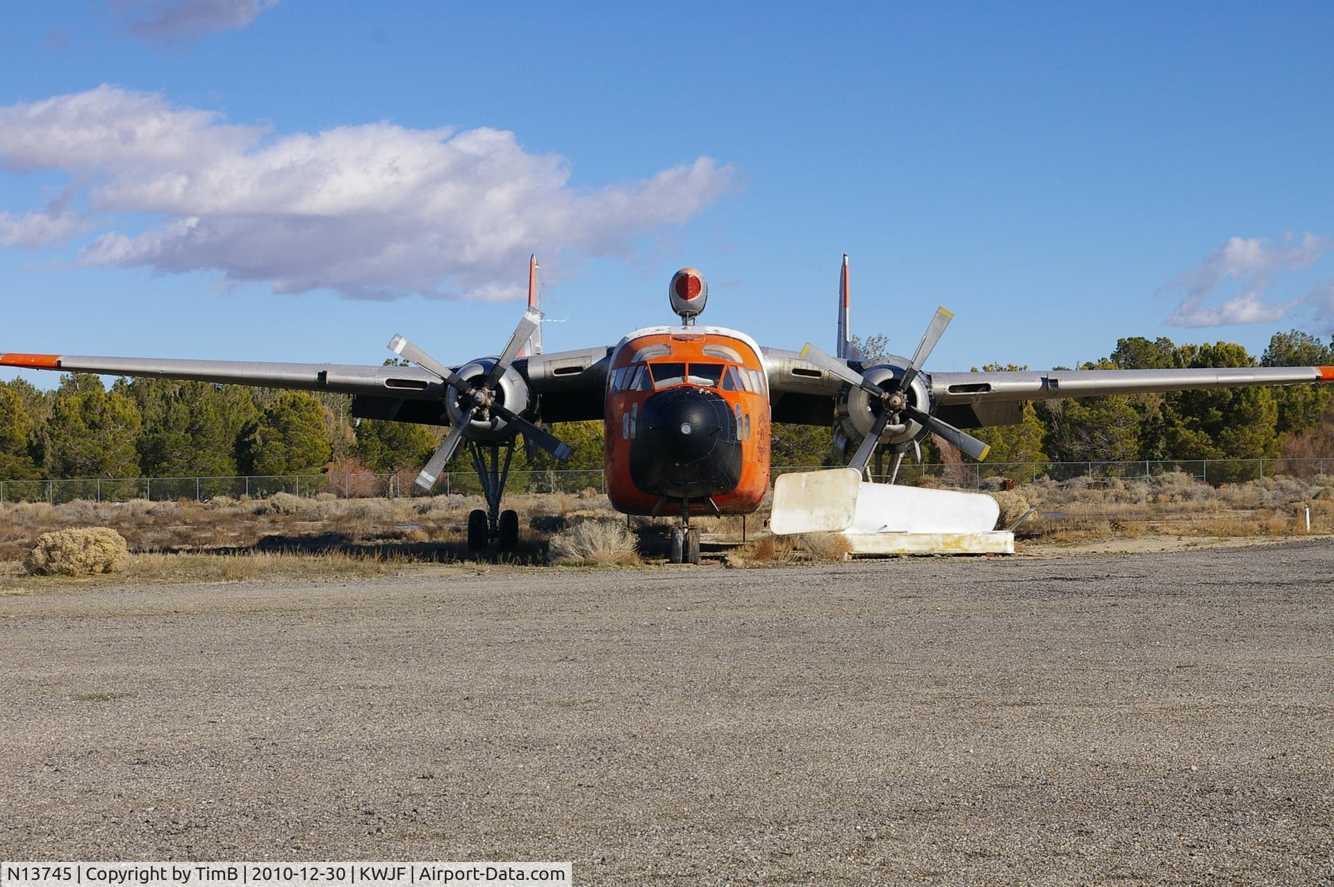 N13745, 1948 Fairchild C-119B Flying Boxcar C/N 10304, N13745 still at Fox Field near Lancaster, CA at the Milestones of Flight Museum.  Too bad she's just being left to sit to rot.