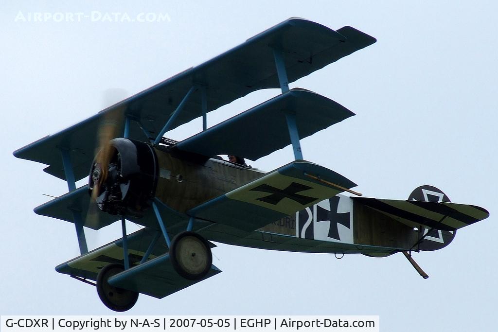 G-CDXR, 2006 Fokker Dr.1 Triplane Replica C/N PFA 238-14043, Departing