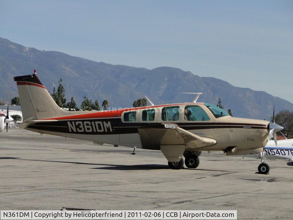 N361DM, 1975 Beech A36 Bonanza 36 C/N E-670, Parked north of Maniac Mike's Cafe