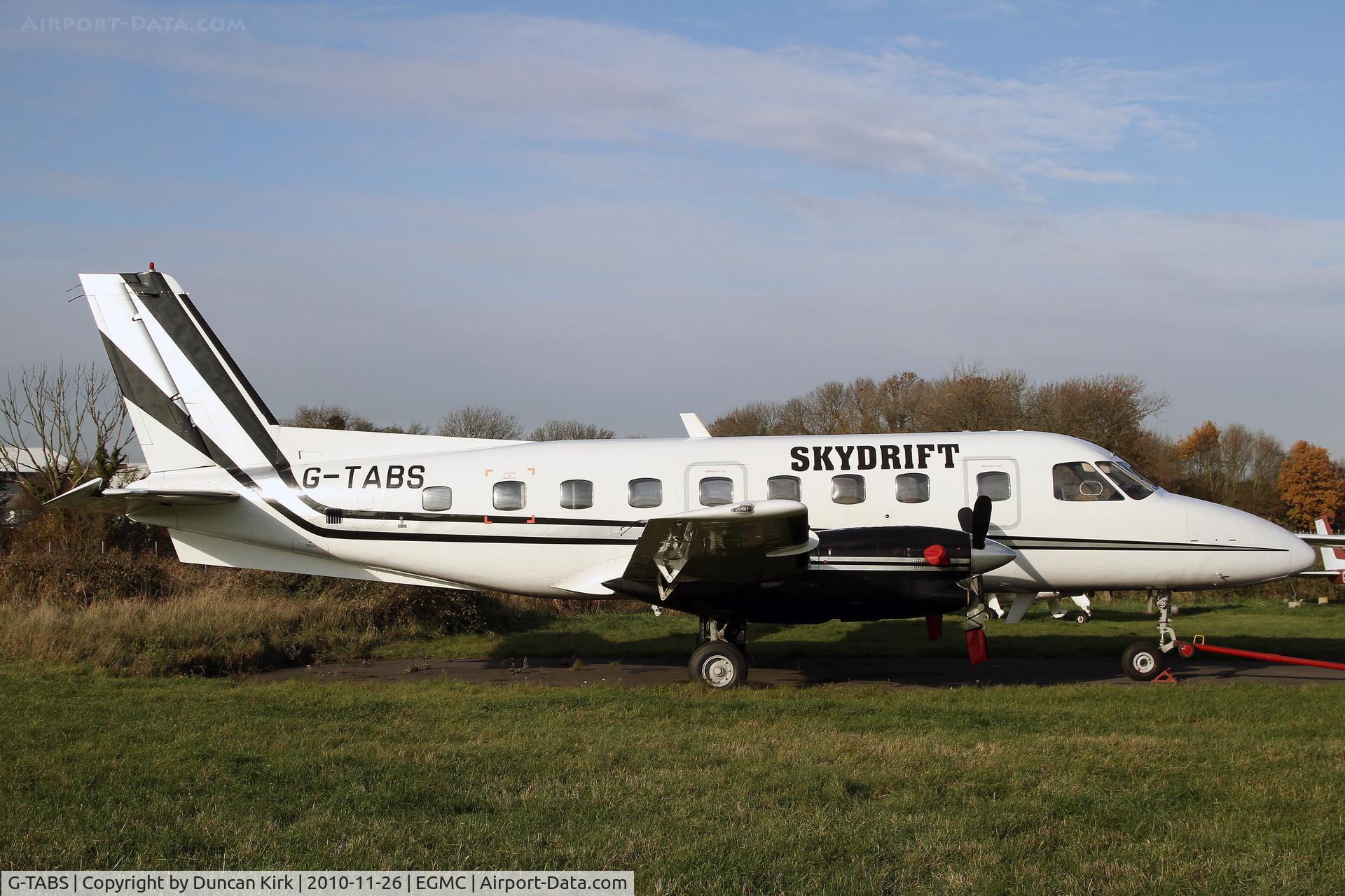 G-TABS, 1979 Embraer EMB-110P1 Bandeirante C/N 110.212, Parked at Southend for maintenance