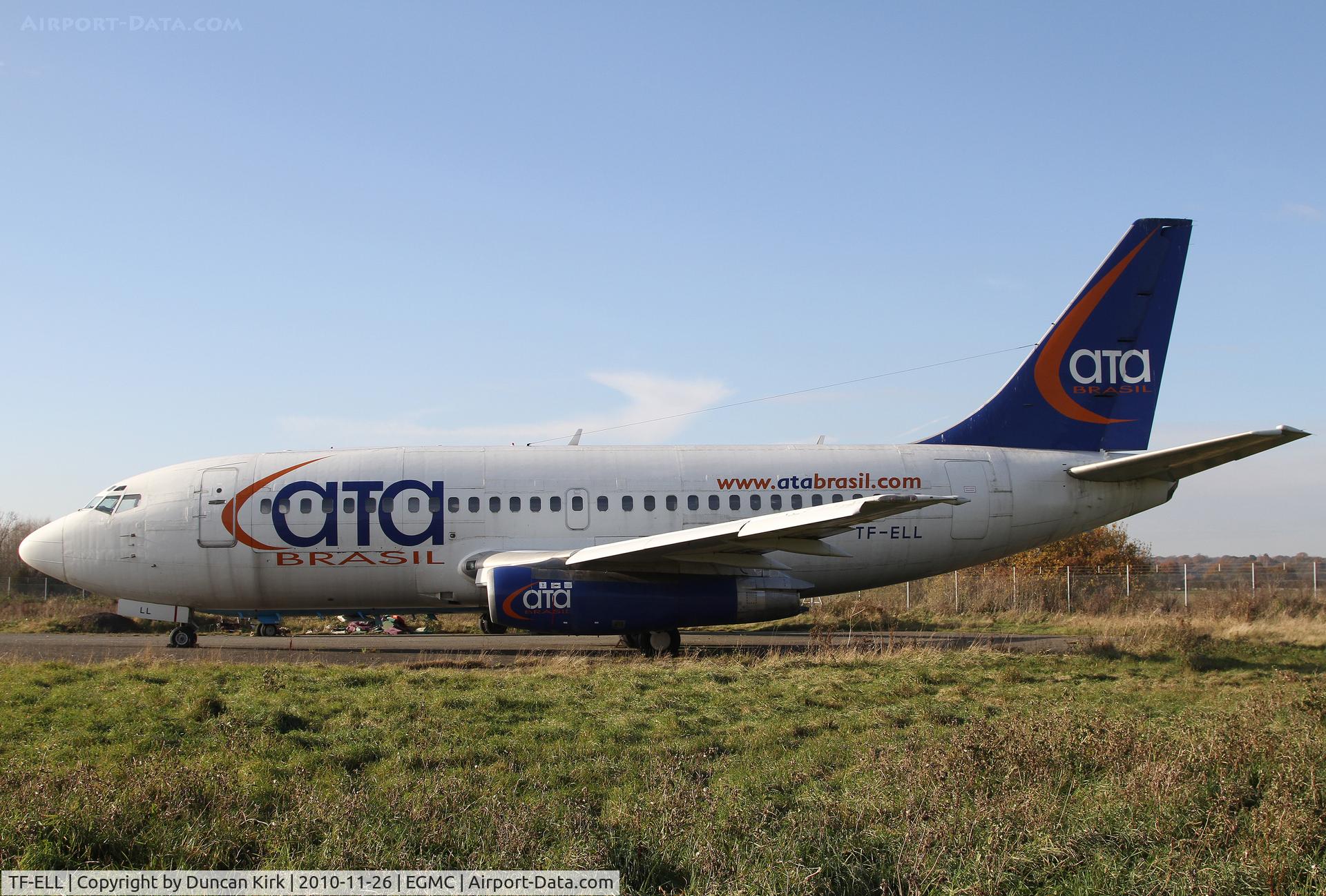 TF-ELL, 1969 Boeing 737-210C C/N 20138, Still wearing ATA Brasil scheme but destined to never leave Southend.