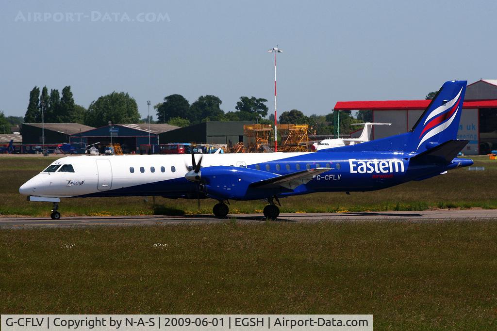G-CFLV, 1995 Saab 2000 C/N 2000-023, Heading for Runway 09