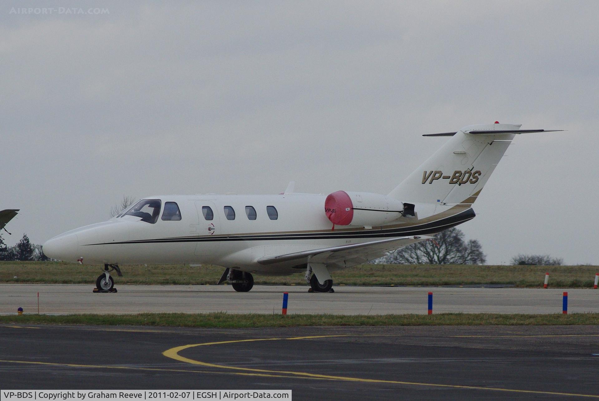 VP-BDS, Cessna 525 CitationJet C/N 525-0180, Parked at Norwich.
