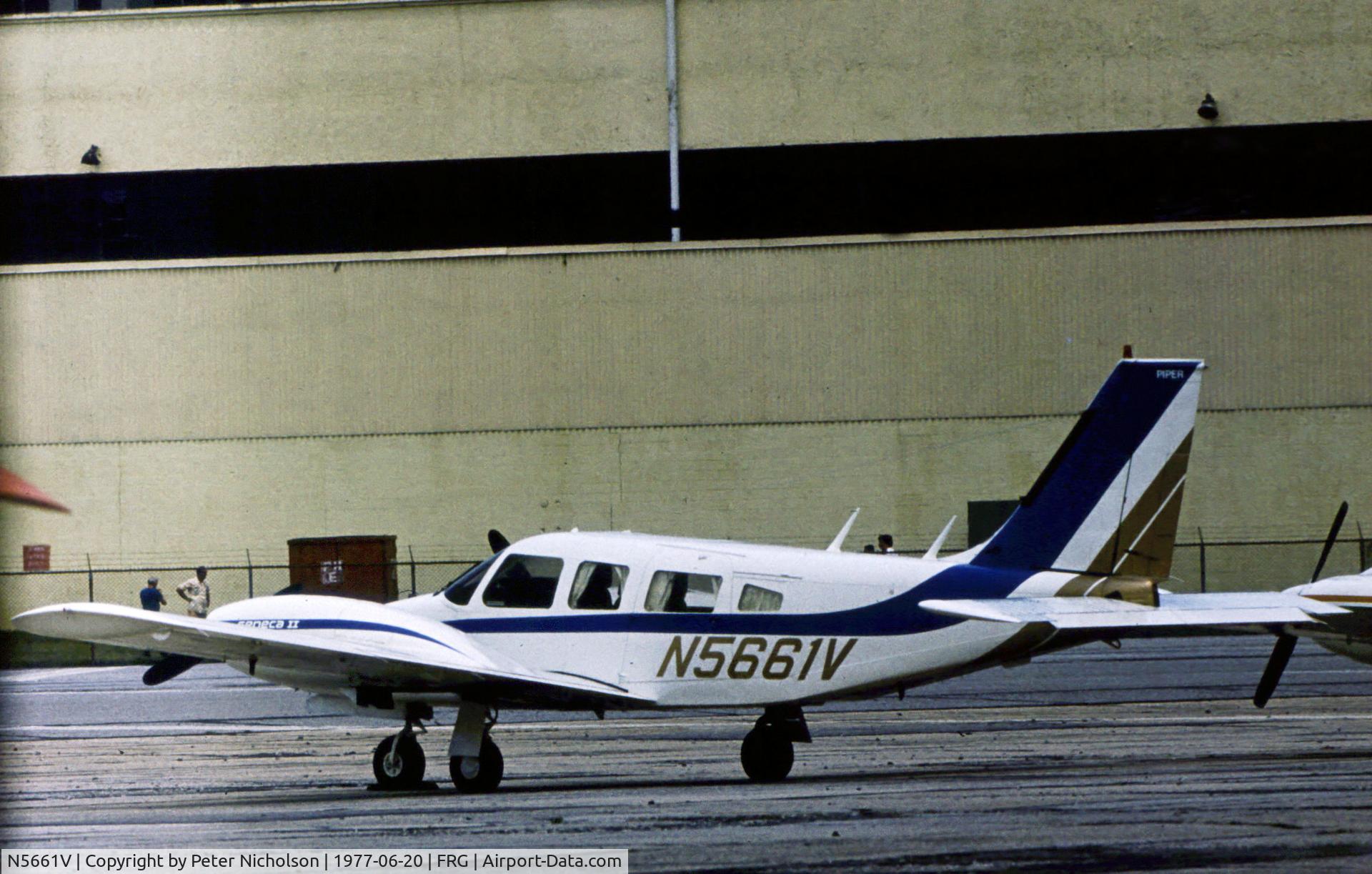 N5661V, 1977 Piper PA-34-200T Seneca II C/N 34-7770257, PA-34-200T Seneca II at Republic Airport on Long Island in the Summer of 1977.