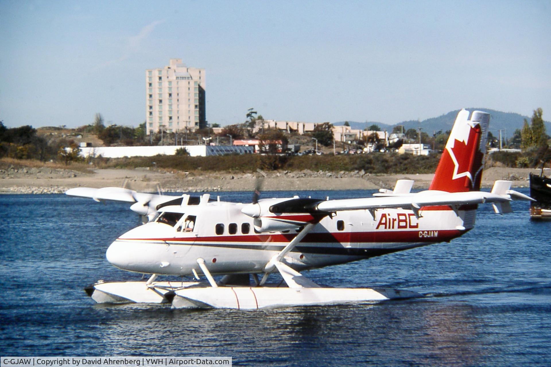 C-GJAW, 1968 De Havilland Canada DHC-6-200 Twin Otter C/N 176, Dehavilland DHC-6 Twin Otter C-GJAW in AIR BC Livery taxiing away from dock.