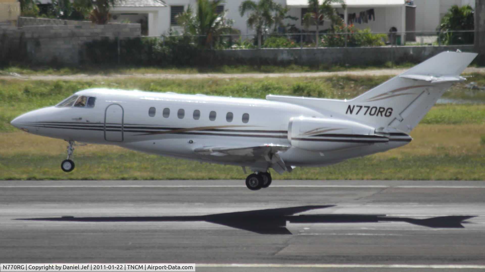 N770RG, 1993 British Aerospace BAe.125-1000A C/N 259025, N770RG landing at TNCM