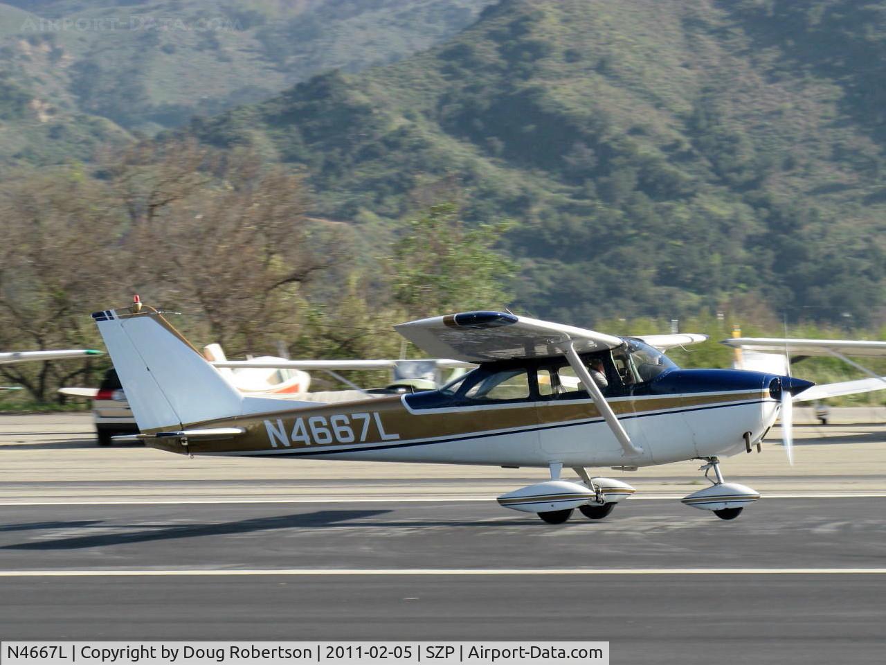 N4667L, 1966 Cessna 172G C/N 17254662, 1966 Cessna 172G, Continental O-300 145 Hp, takeoff roll Rwy 22