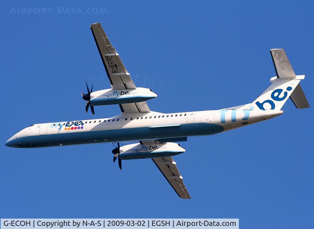 G-ECOH, 2008 De Havilland Canada DHC-8-402Q Dash 8 C/N 4221, Departing