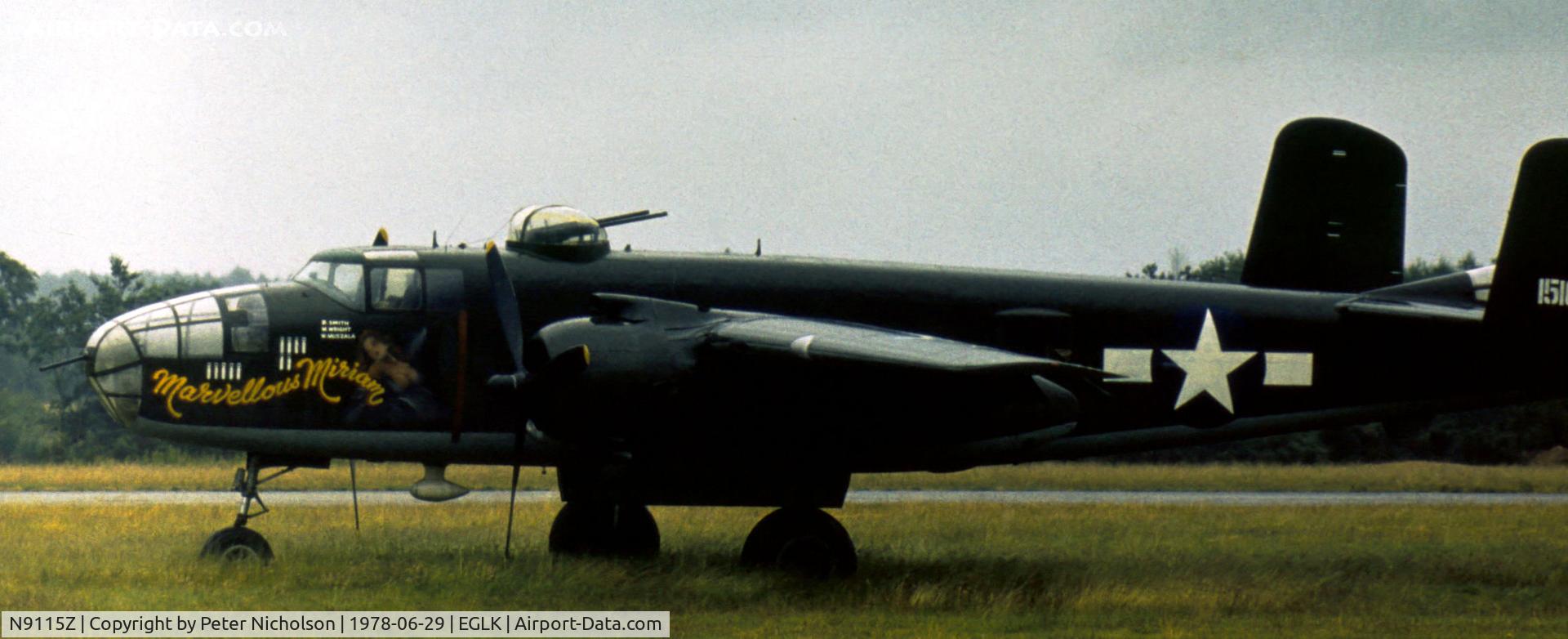 N9115Z, North American TB-25N Mitchell C/N 108-32461, TB-25N Mitchell marked as 151645 Marvellous Miriam for the film Hanover Street as seen at Blackbushe in the Summer of 1978.