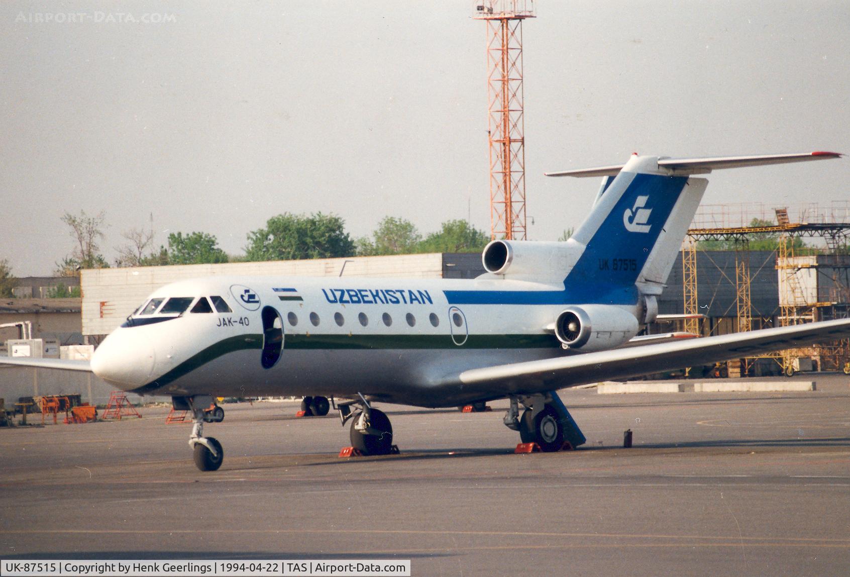 UK-87515, Yakovlev Yak-40 C/N 9521740, Uzbekistan Airlines