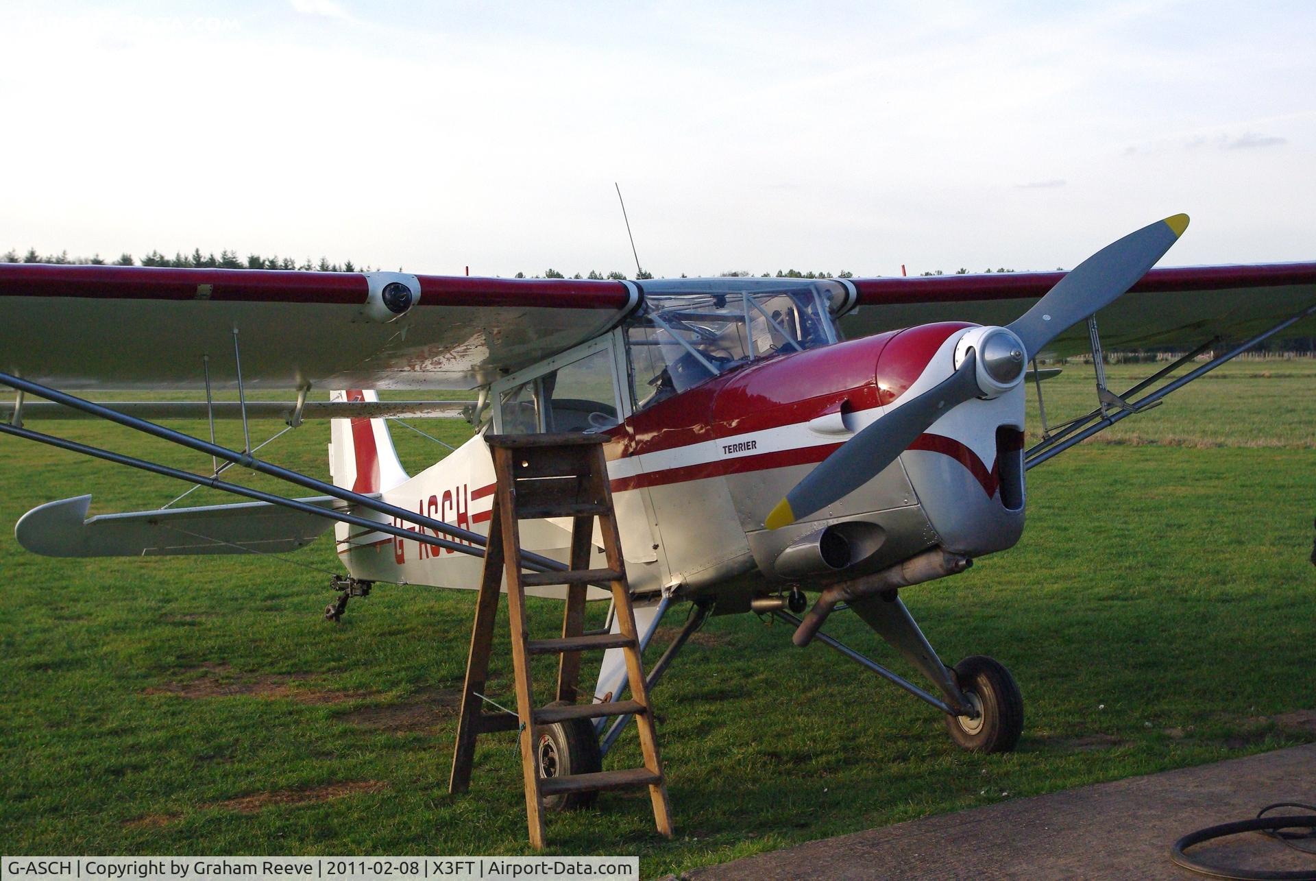 G-ASCH, 1962 Beagle A-61 Terrier 2 C/N B.619, Having just been re-fueled at Felthorpe.