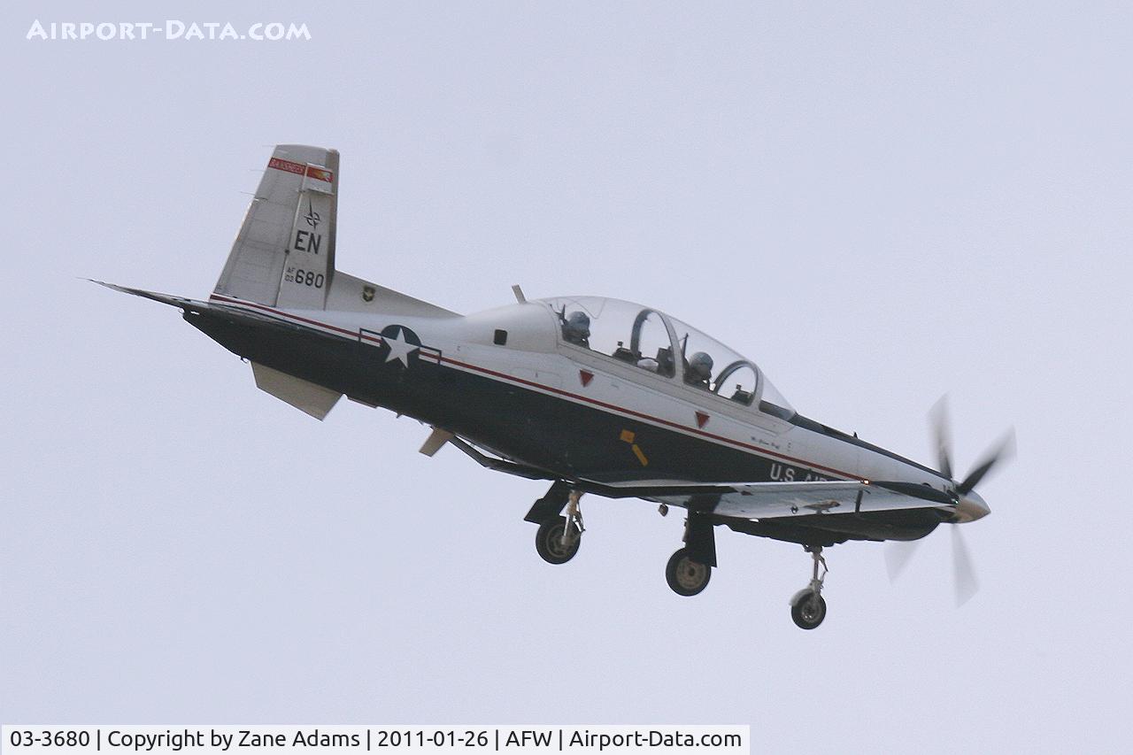 03-3680, 2003 Raytheon T-6A Texan II C/N PT-226, USAF T-6A landing at Alliance Airport - Fort Worth, Tx