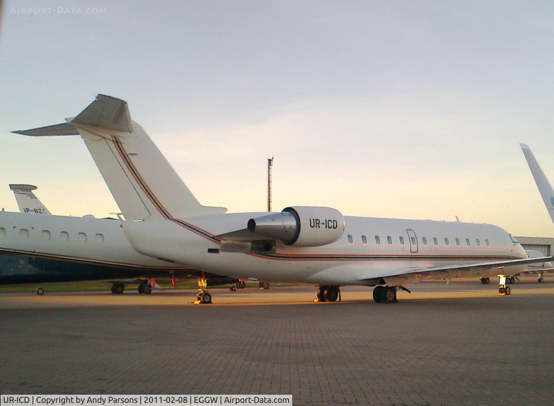 UR-ICD, 2007 Bombardier Challenger 850 (CL-600-2B19) C/N 8072, Taken at Luton on mobile phone !!!!!!
