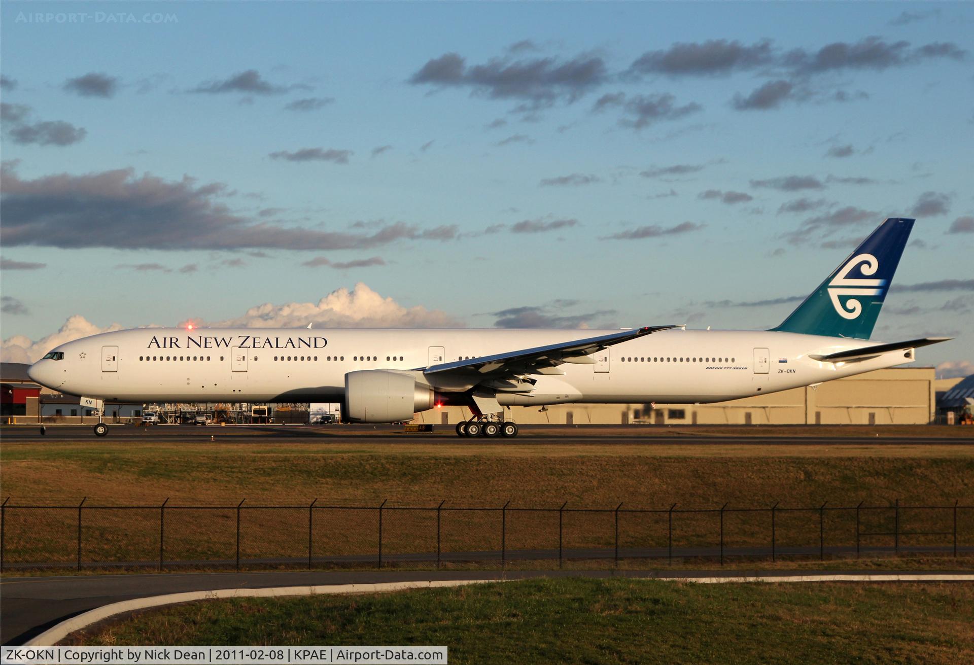 ZK-OKN, 2010 Boeing 777-306/ER C/N 38406, KPAE Boeing 052 starting a high speed run on 34L