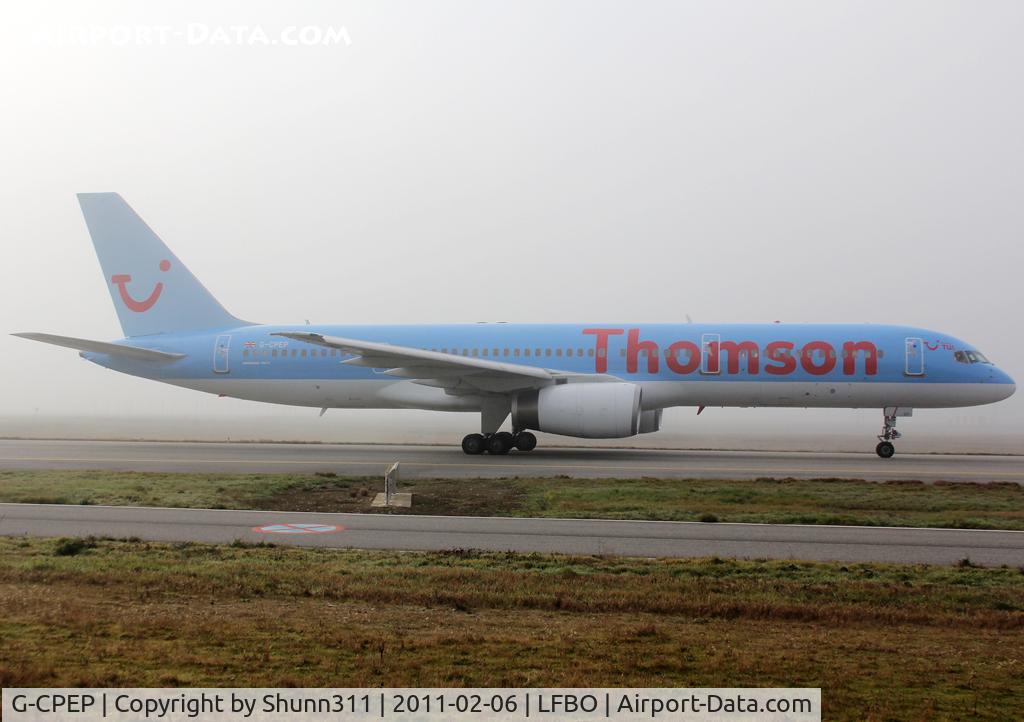 G-CPEP, 1991 Boeing 757-2Y0 C/N 25268, Taxiing holding point rwy 14R for departure...