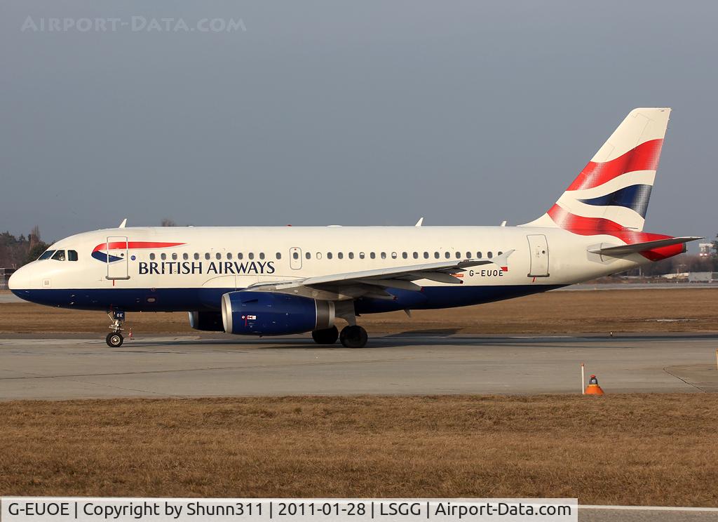 G-EUOE, 2001 Airbus A319-131 C/N 1574, Lining up rwy 05 for departure...