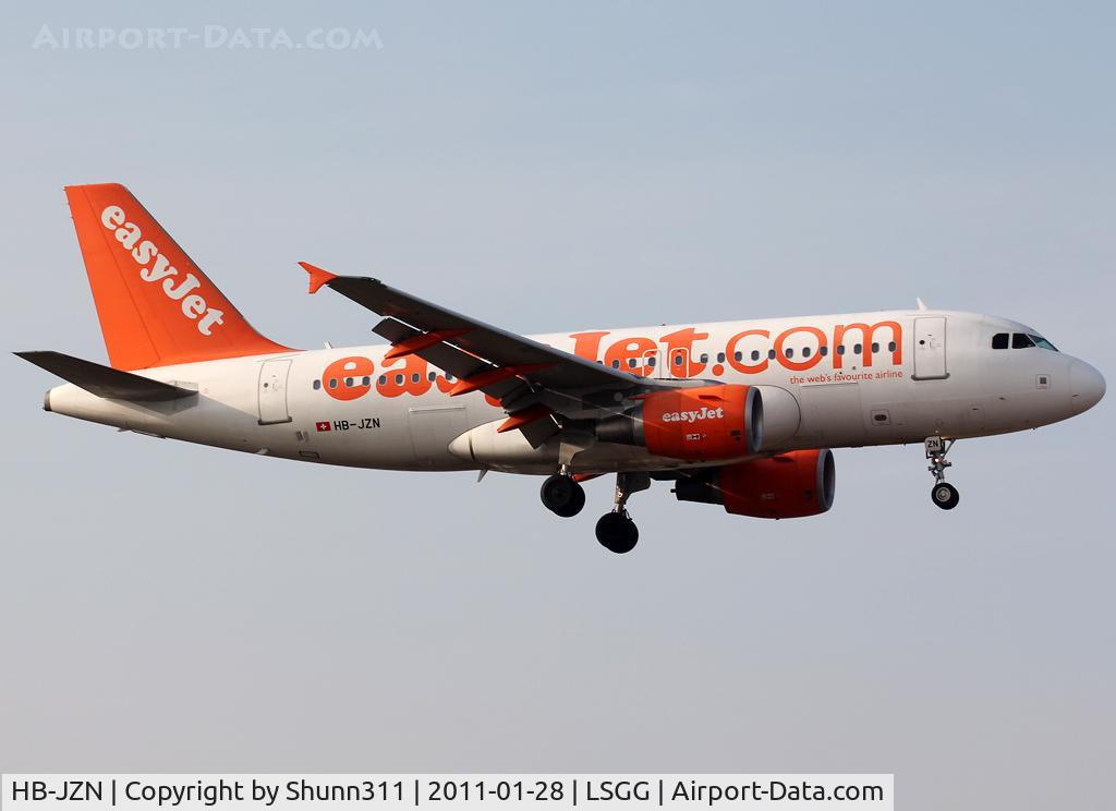 HB-JZN, 2005 Airbus A319-111 C/N 2387, Landing rwy 05