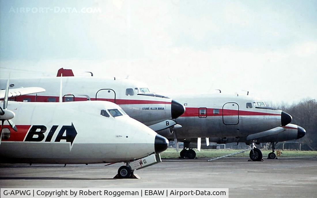 G-APWG, 1962 Handley Page HPR-7 Herald 201 C/N 155, Nose G-APWG BIA Britsh United Airways and noses 2 DC-6's and CV-440 Delta Air Transport Deurne based company.1970's