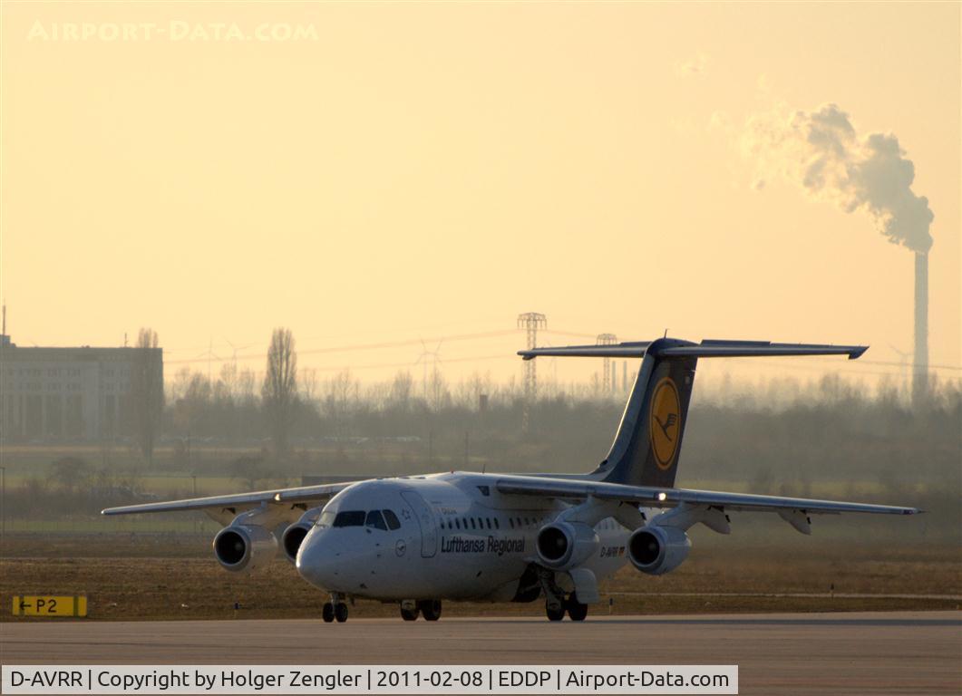 D-AVRR, 1997 BAE Systems Avro 146-RJ85 C/N E.2317, Crawling along the taxiway like a bug......