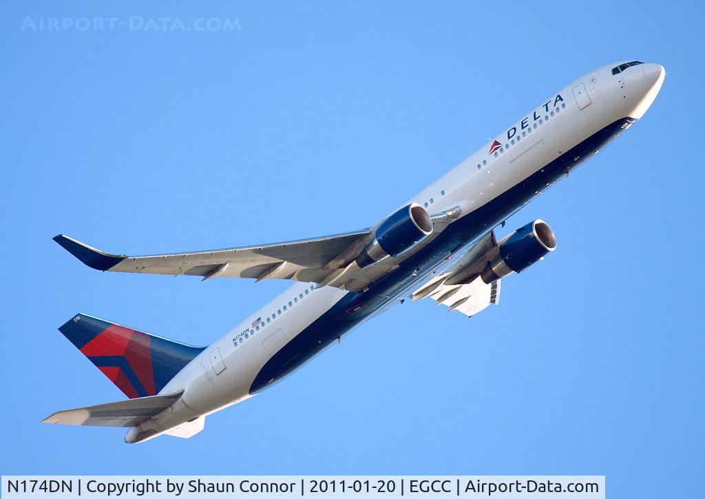 N174DN, 1990 Boeing 767-332 C/N 24802, Delta Airlines. Inbound Manchester (EGCC).