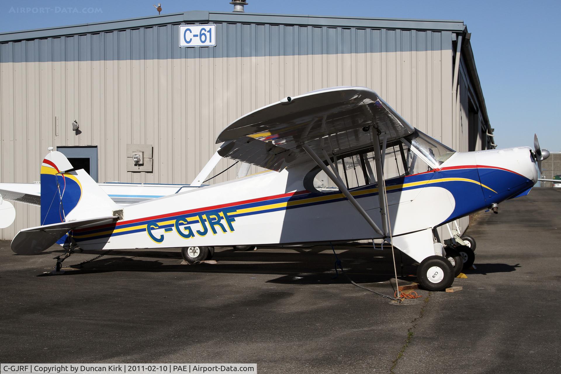 C-GJRF, Piper J3C-65 Cub Cub C/N 17584, Popping across the border from Boundary Bay for a little maintenance.