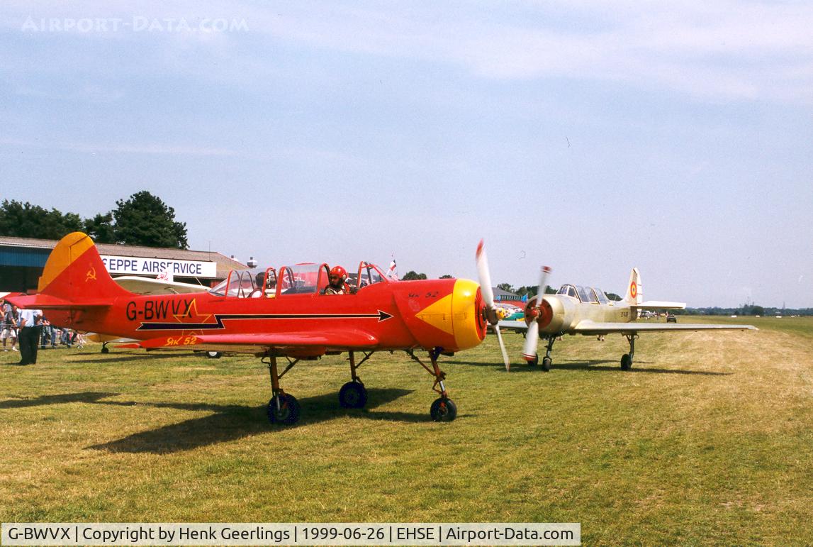 G-BWVX, 1986 Bacau Yak-52 C/N 866811, Seppe Air Show 1999