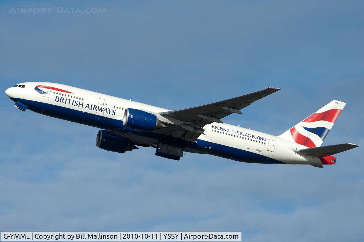 G-YMML, 2001 Boeing 777-236/ER C/N 30313, away from 34R