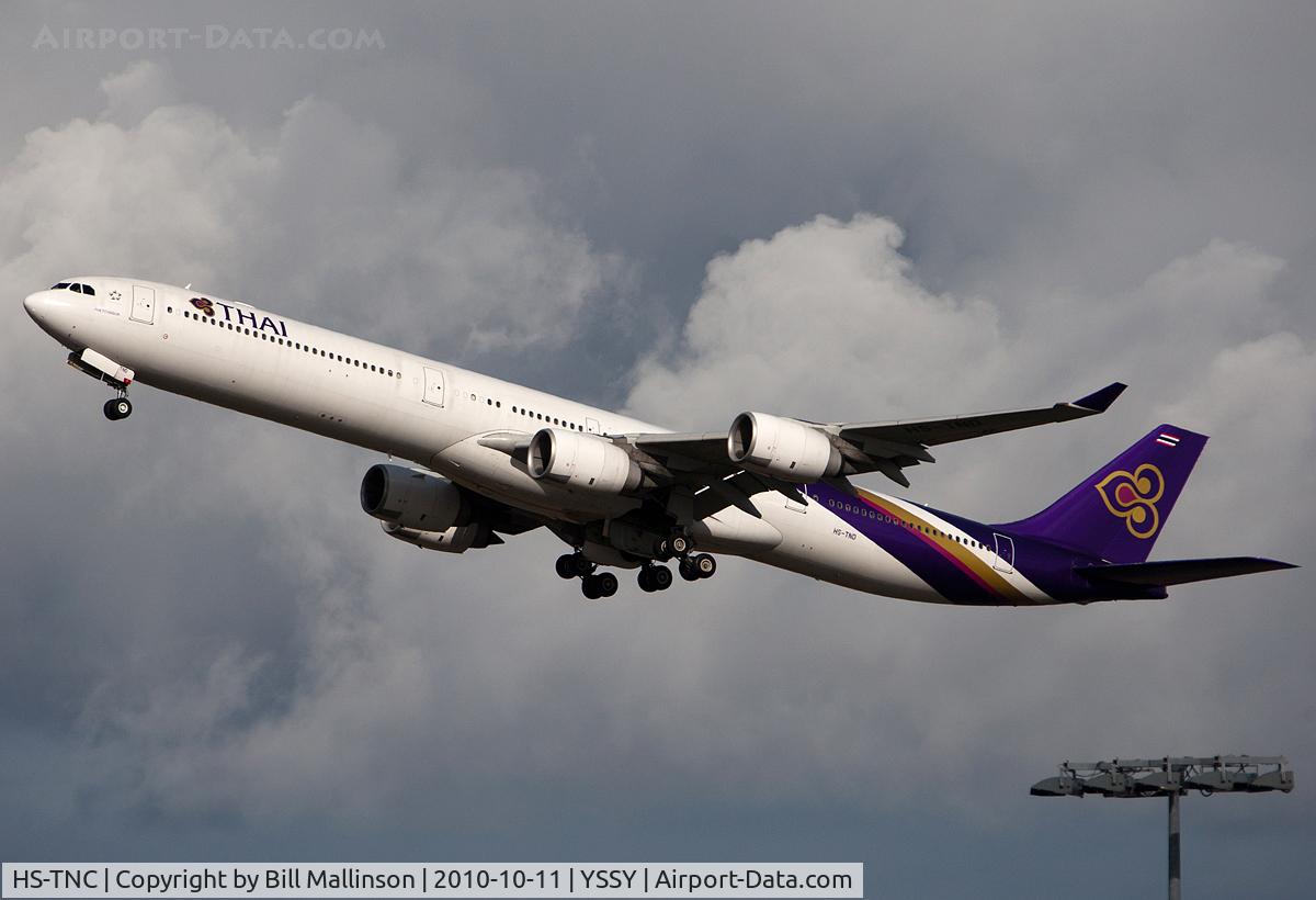 HS-TNC, 2005 Airbus A340-642 C/N 689, away from 34L