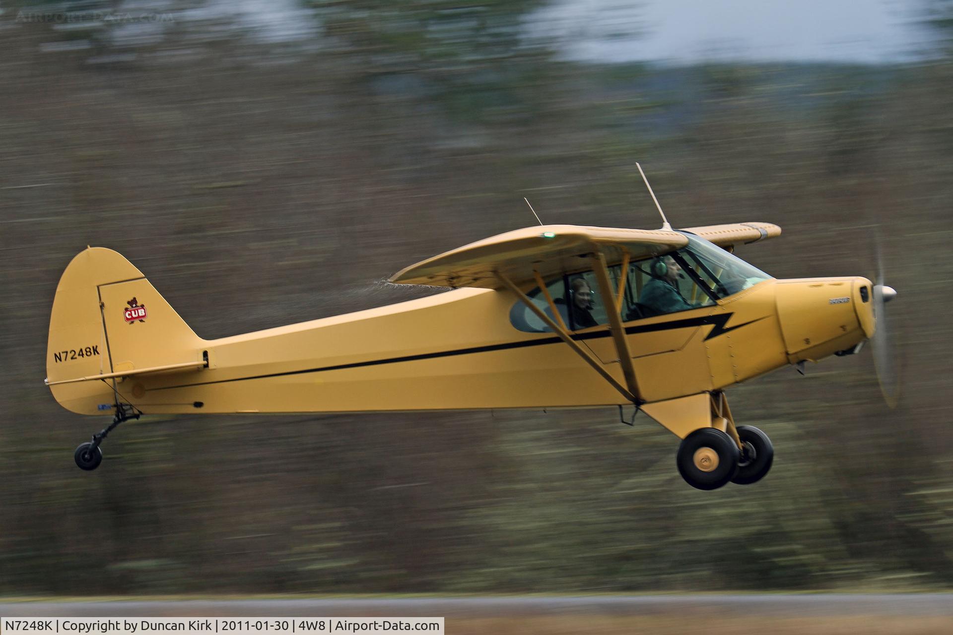 N7248K, 1950 Piper PA-18 C/N 18-134, Taking off on a gloomy with my girl friend as a joyrider!