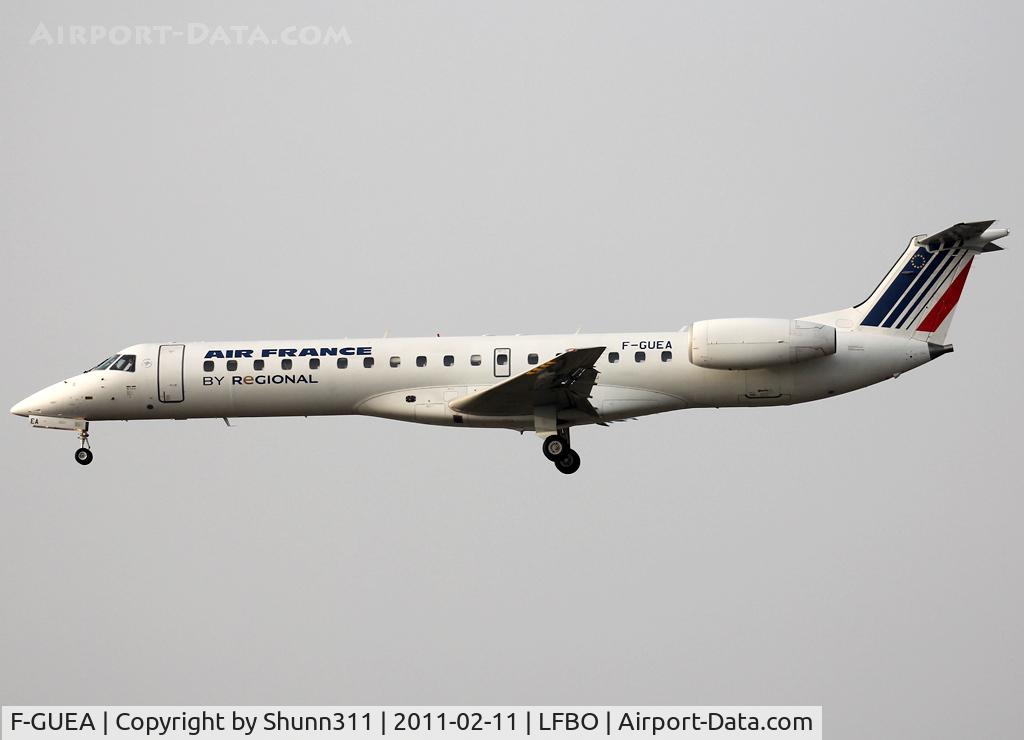 F-GUEA, 2000 Embraer EMB-145MP (ERJ-145MP) C/N 145342, Landing rwy 14R with new modified titles...