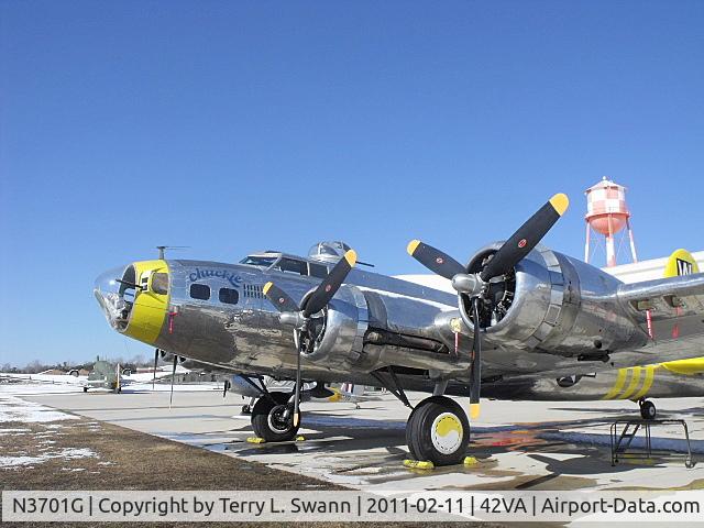N3701G, 1944 Boeing B-17G Flying Fortress C/N 44-8543A, Parked at it's new home in Virginia Beach.