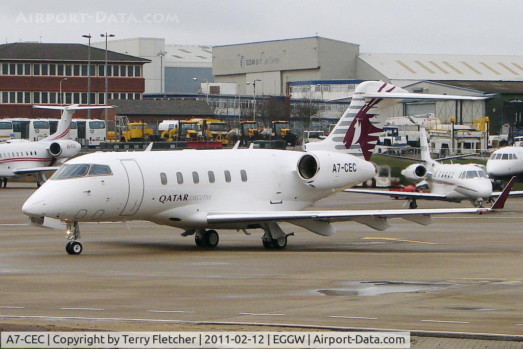 A7-CEC, 2005 Bombardier Challenger 300 (BD-100-1A10) C/N 20042, Qatar Airways Executive's 2005 Bombardier Aircraft BD-100 Challenger 300, c/n: 20042 at Luton