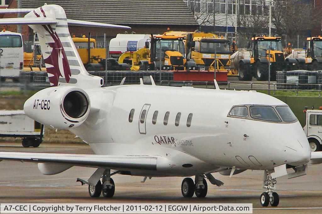A7-CEC, 2005 Bombardier Challenger 300 (BD-100-1A10) C/N 20042, Qatar Airways Executive's 2005 Bombardier Aircraft BD-100 Challenger 300, c/n: 20042 at Luton