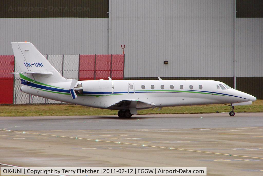 OK-UNI, 2007 Cessna 680 Citation Sovereign C/N 680-0139, Travel Services' 2007 Cessna C680 Citation Sovereign, c/n: C680-0139 at Luton