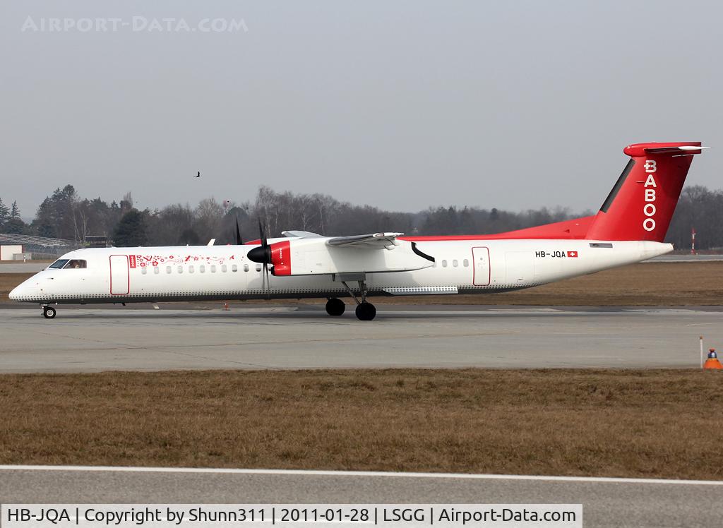 HB-JQA, 2000 De Havilland Canada DHC-8-402Q Dash 8 C/N 4017, Lining up rwy 05 for departure...