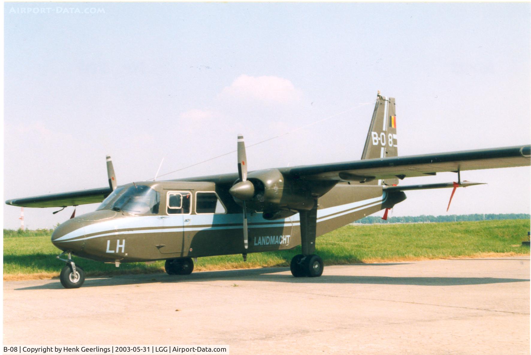 B-08, 1976 Britten-Norman BN-2A-21 Islander C/N 531, Belgian Helidays - Bierset - Luik Airport