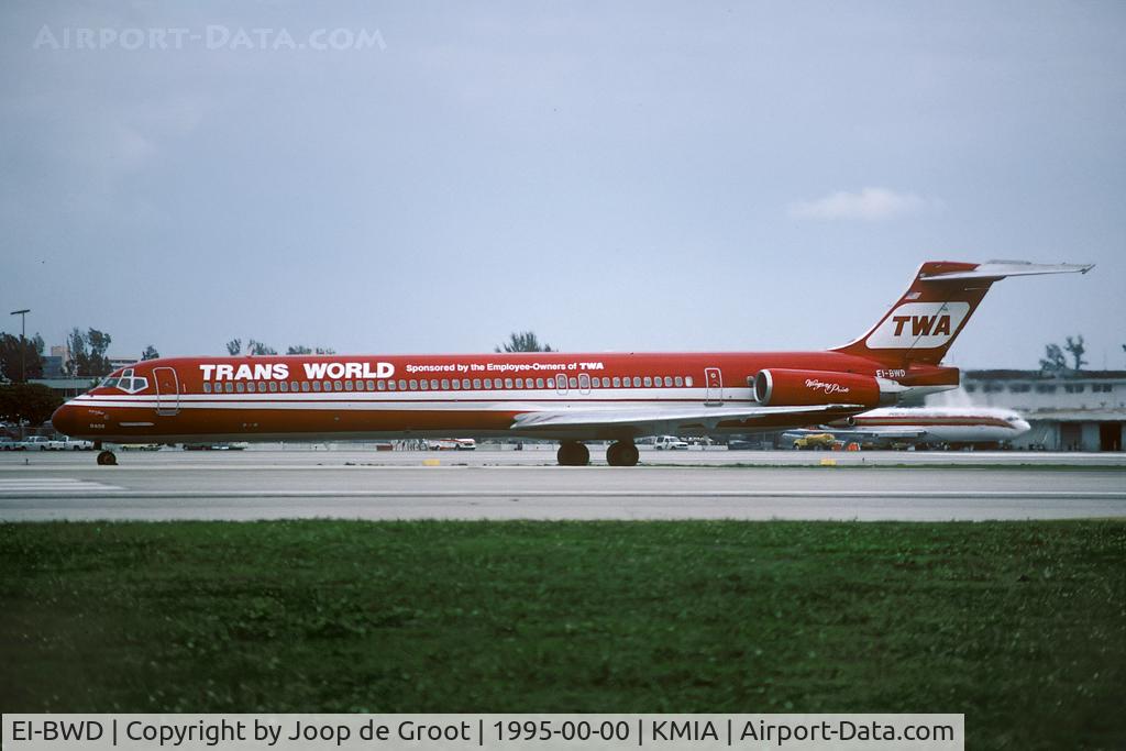 EI-BWD, 1987 McDonnell Douglas MD-83 (DC-9-83) C/N 49575, TWA Wings of Pride colours
